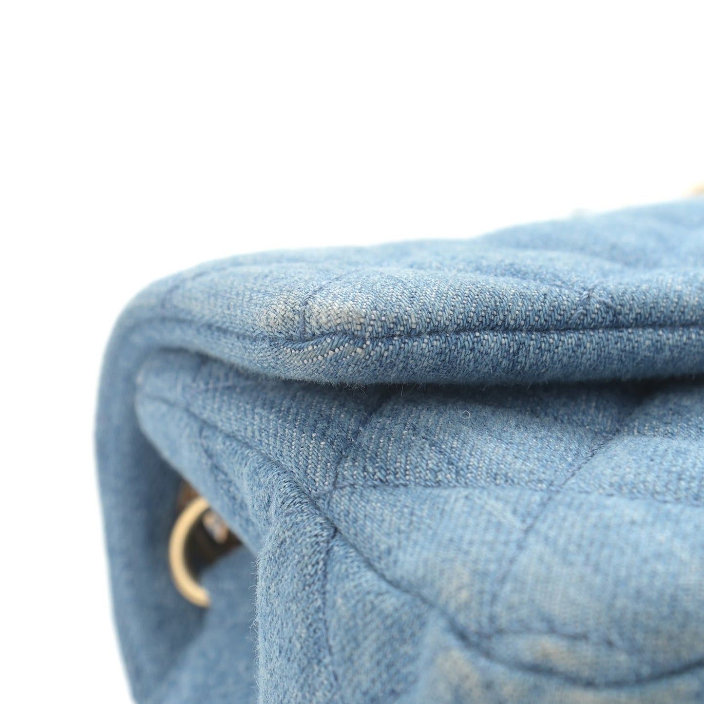 Denim Quilted Mini Pearl Crush Rectangular Flap Blue