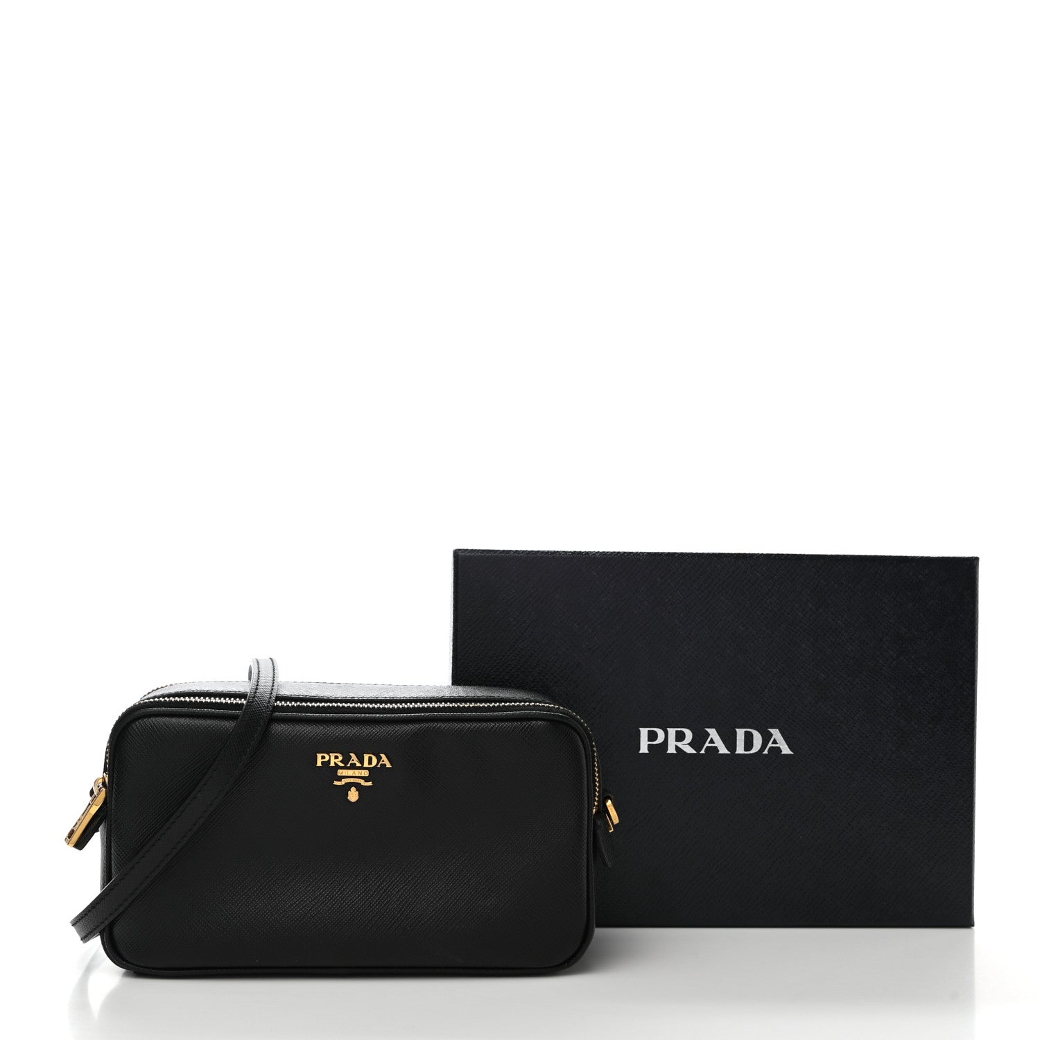 Prada Saffiano Mini Camera Crossbody Bag Black 10 of 10