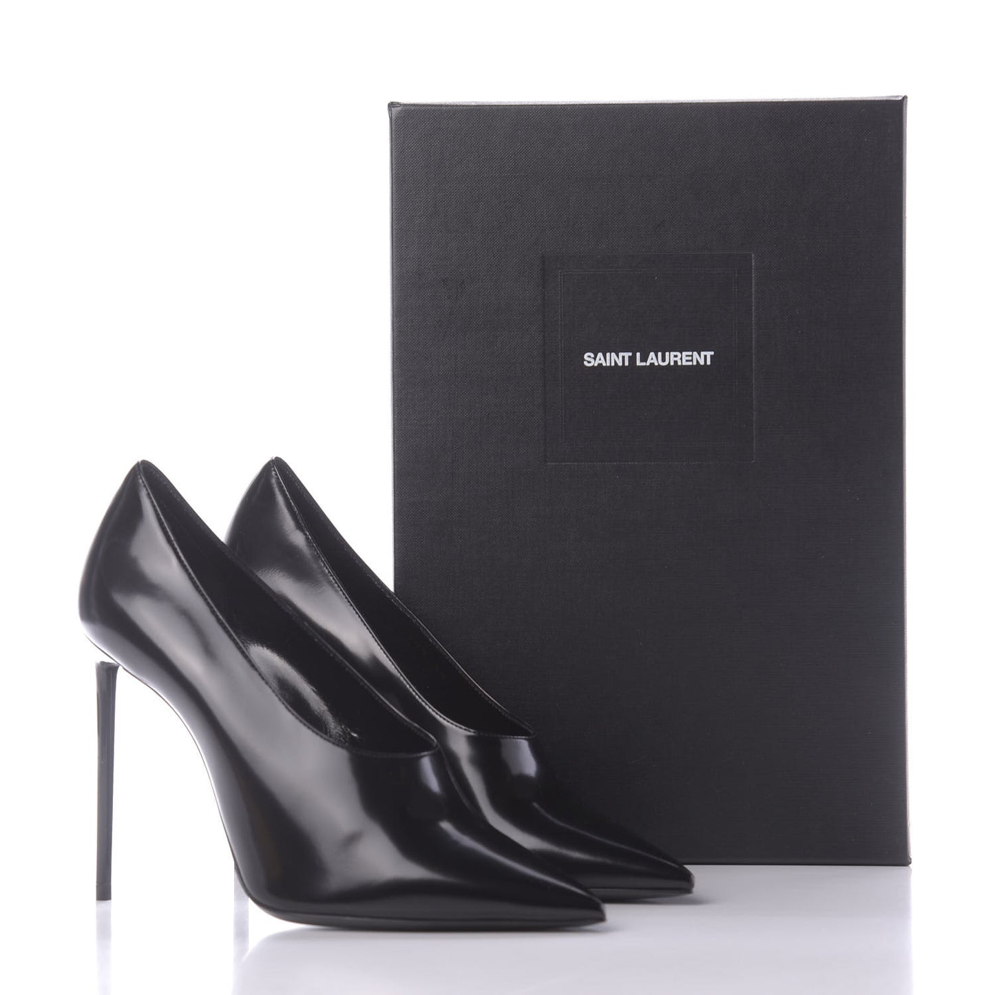 Patent Calfskin Teddy High Vamp 105 Pumps 38 Black