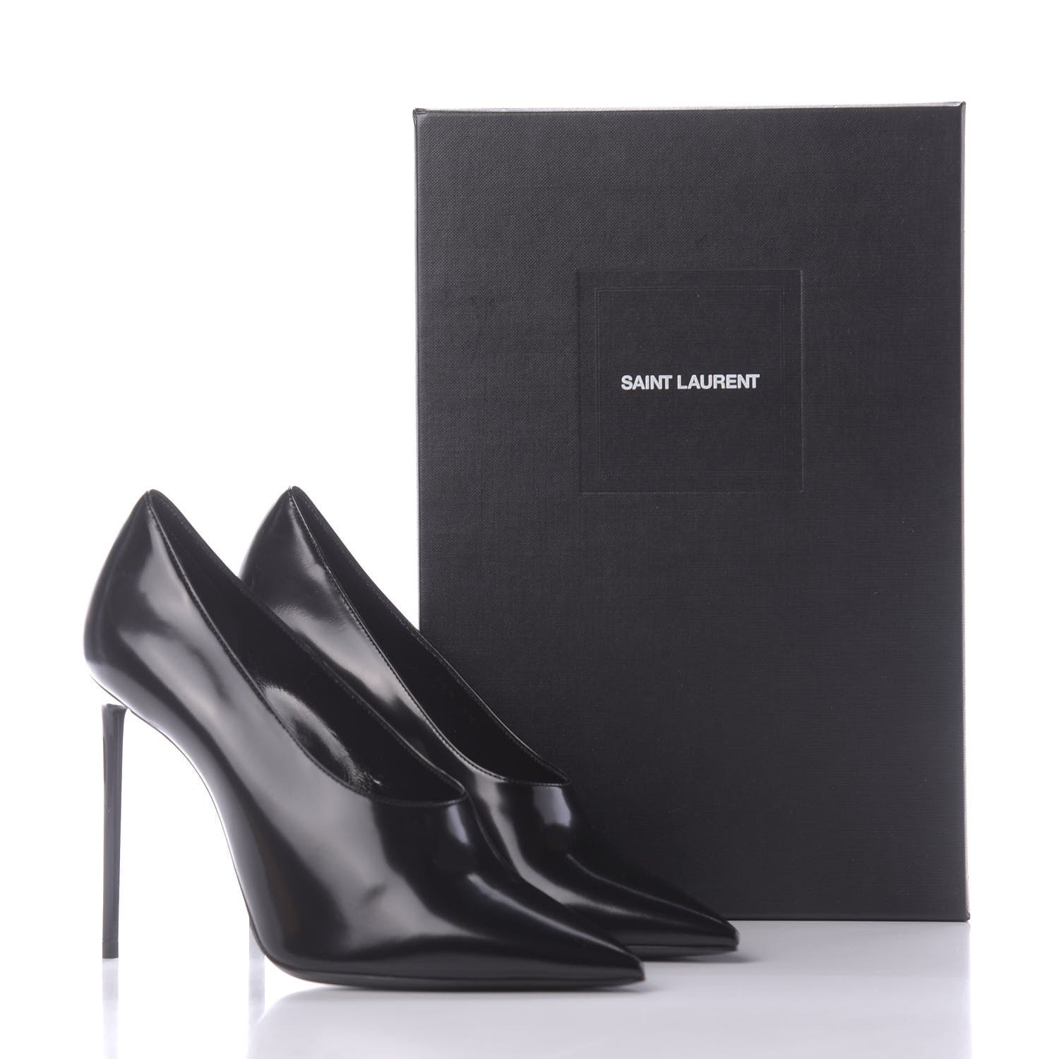 Saint Laurent Patent Calfskin Teddy High Vamp 105 Pumps 38 Black 11 of 11