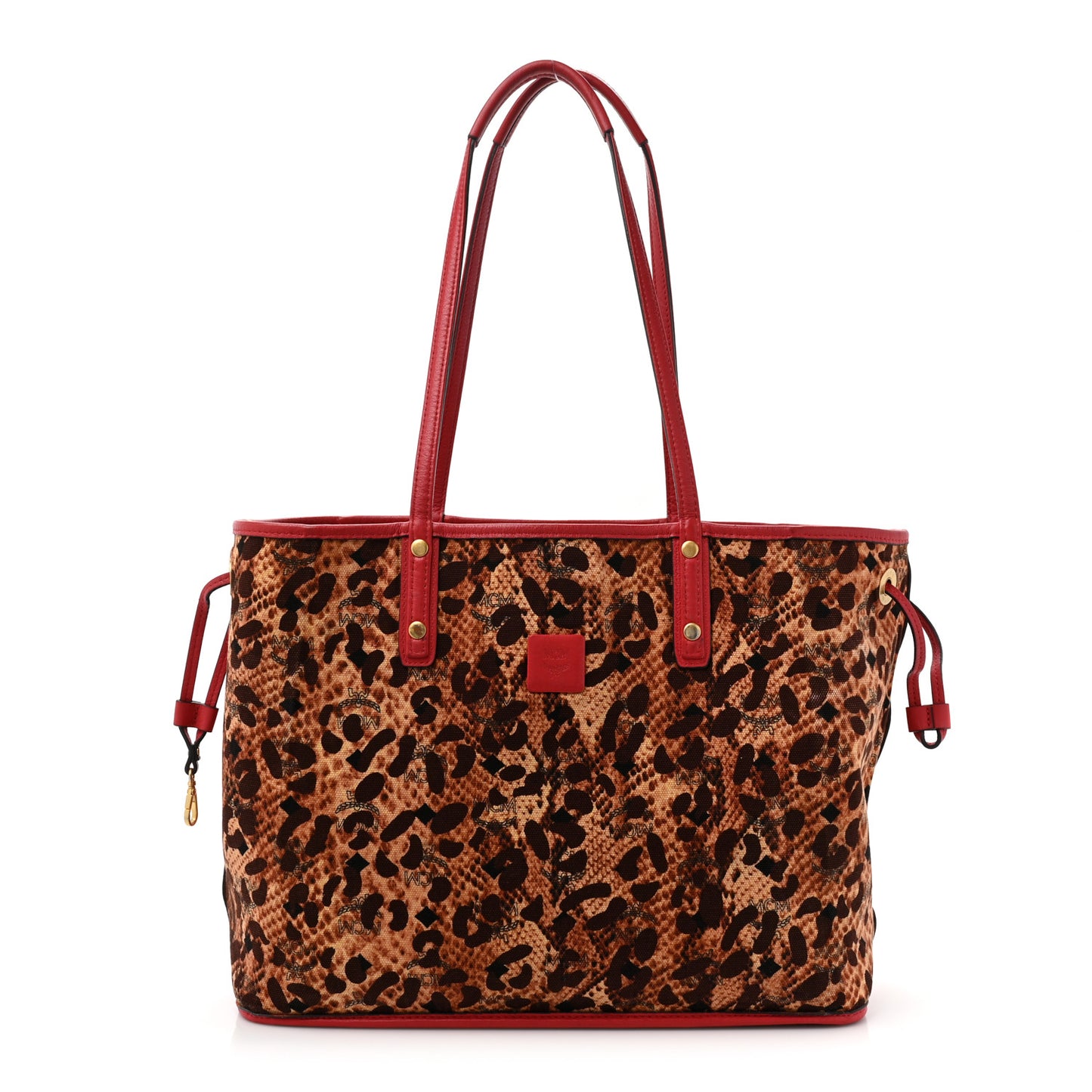 Visetos Medium Reversible Shopper Project Tote Red Jaguar Brown