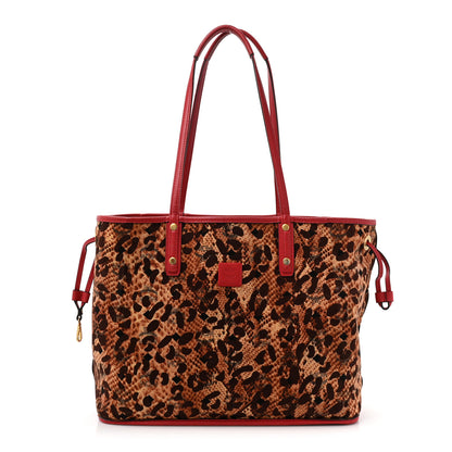 MCM Visetos Medium Reversible Shopper Project Tote Red Jaguar Brown 3 of 26