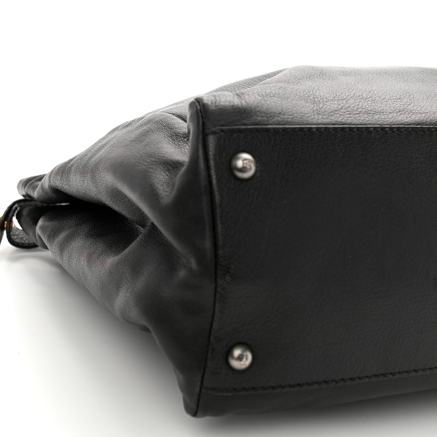 Goatskin Large Peekaboo Iconic Satchel Black Lampone