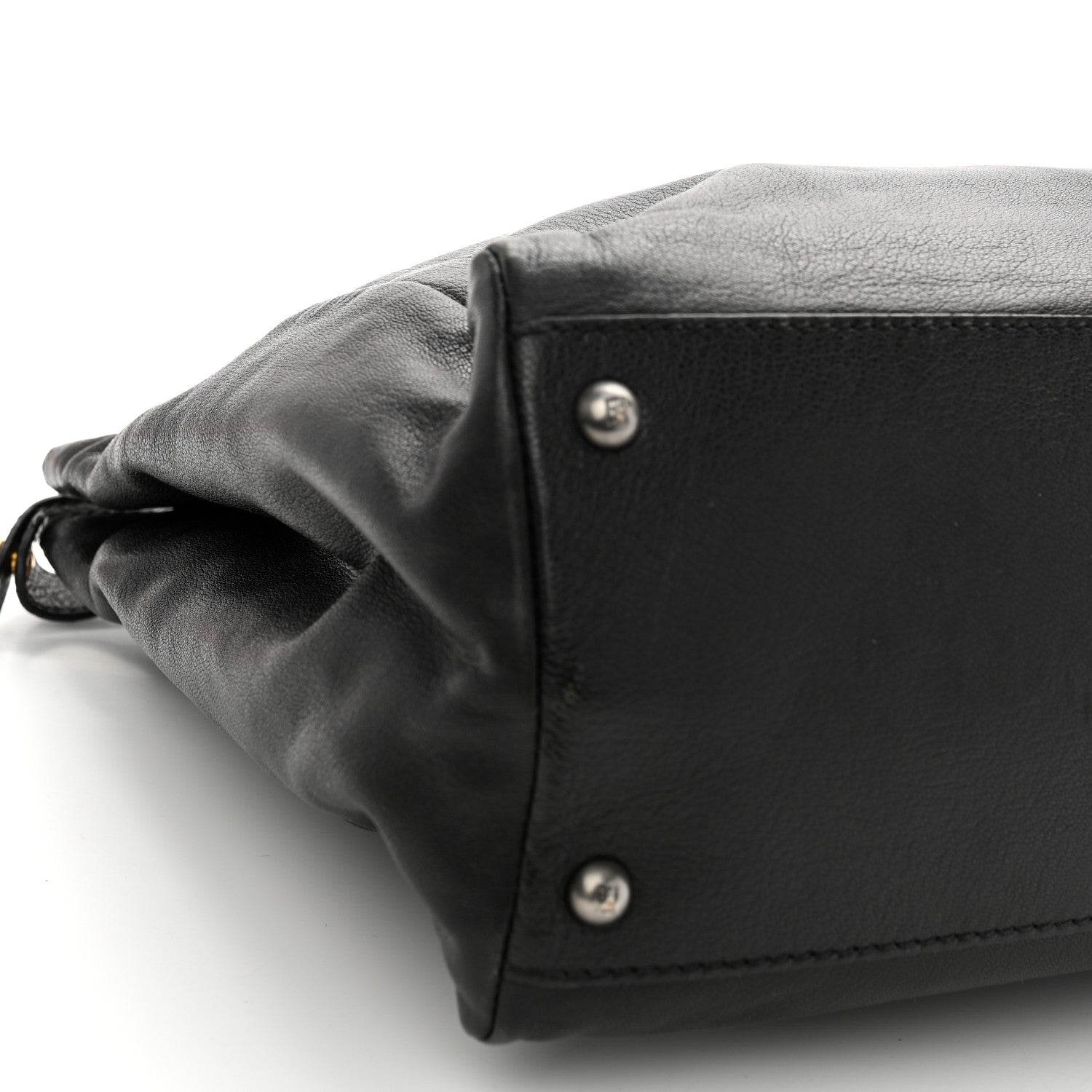 Fendi Goatskin Large Peekaboo Iconic Satchel Black Lampone 9 of 10
