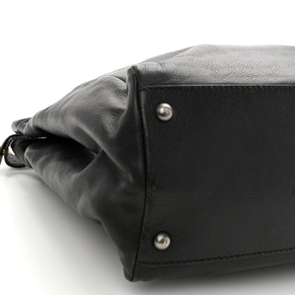 Fendi Goatskin Large Peekaboo Iconic Satchel Black Lampone 9 of 10