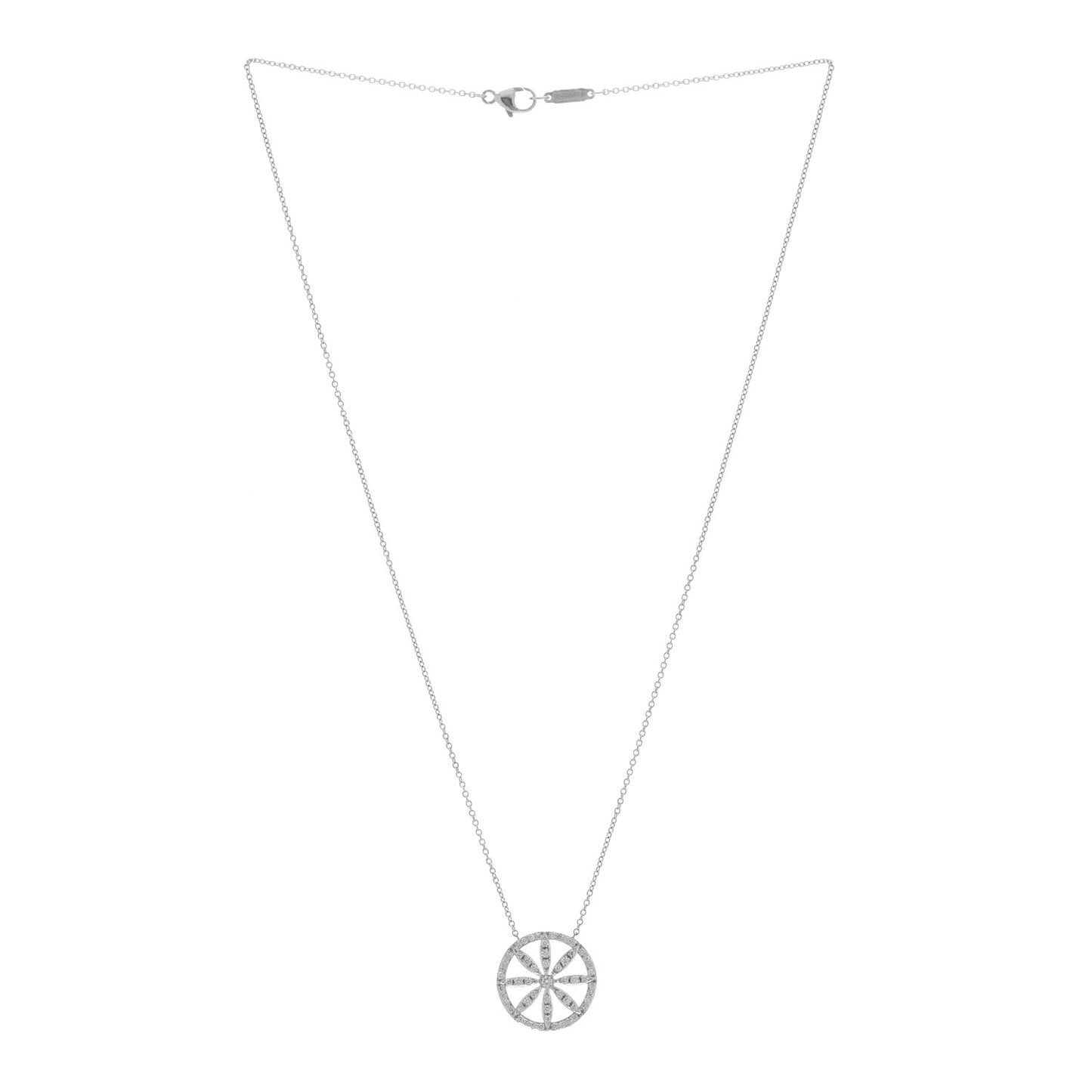 Platinum Diamond Round Daisy Pendant Necklace