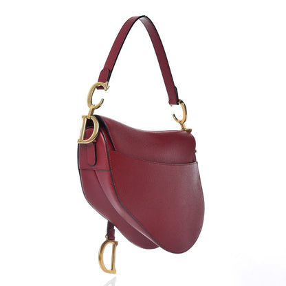 Christian Dior Grained Calfskin Saddle Bag Burgundy 3 of 7