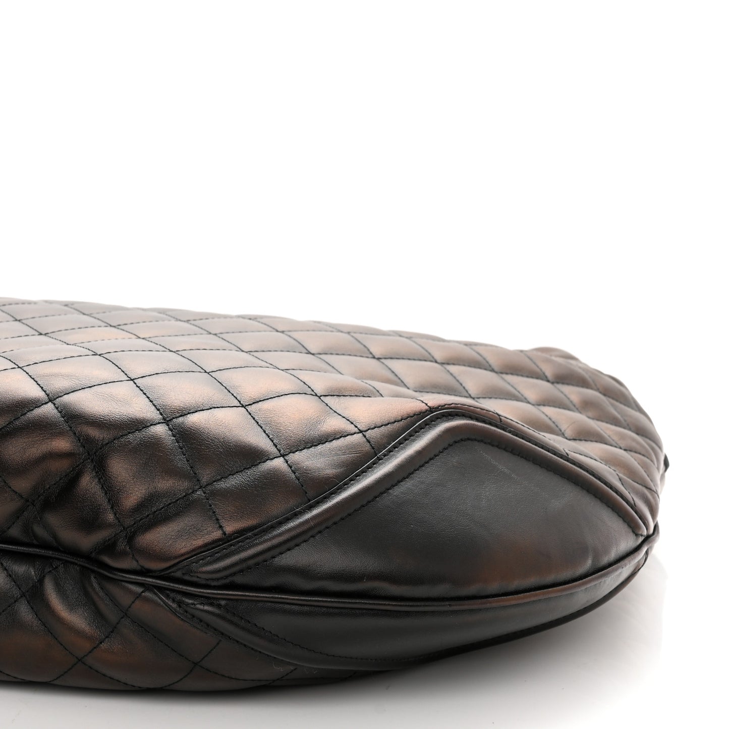 Metallic Calfskin Quilted Hoxton Hobo Bronze