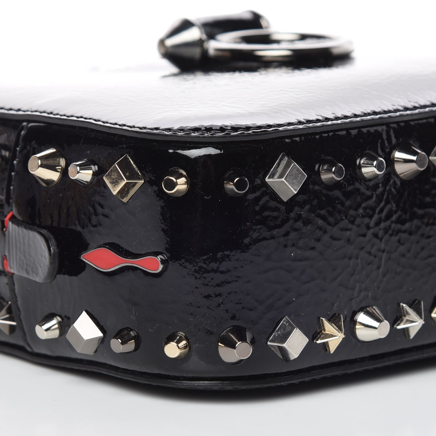 Christian Louboutin Vintage Trashmix Patent Spikes Mini Rubylou Crossbody Black 7 of 11