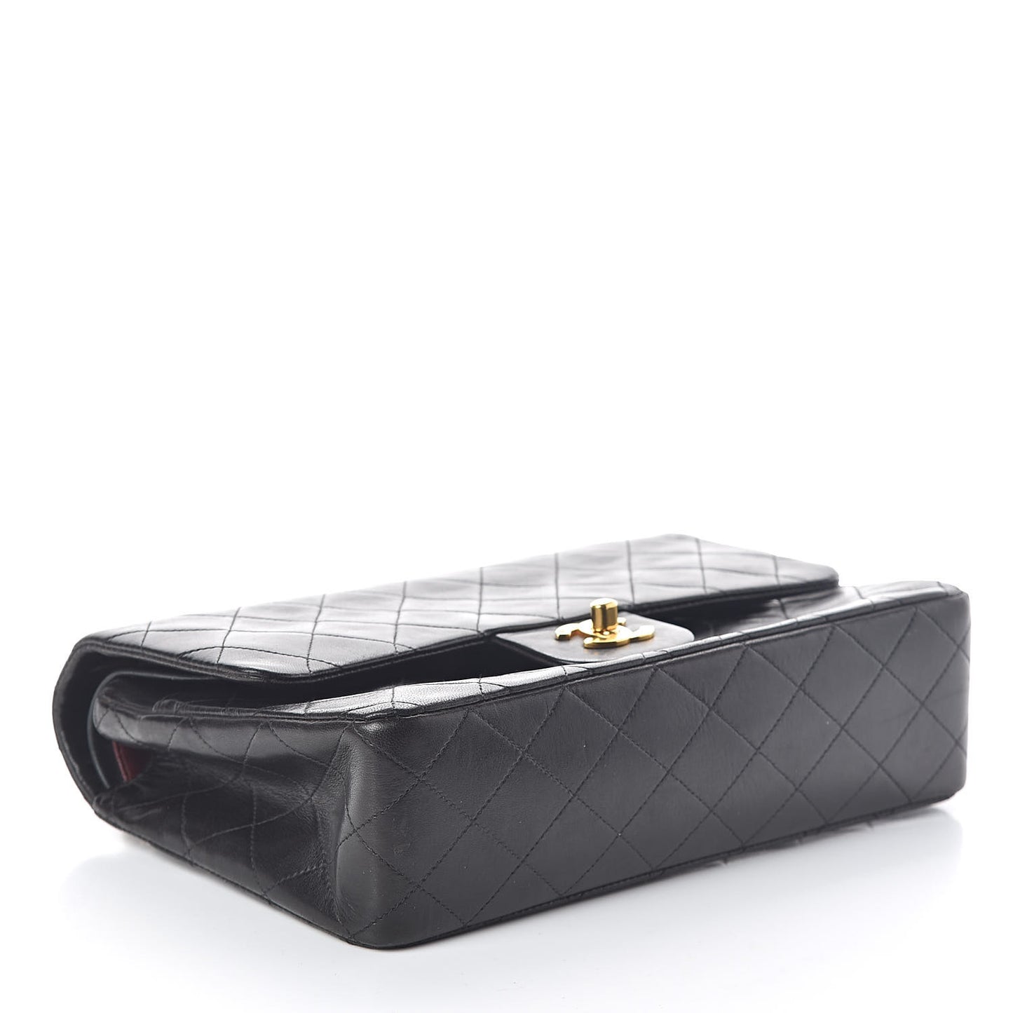 Lambskin Quilted Medium Double Flap Black