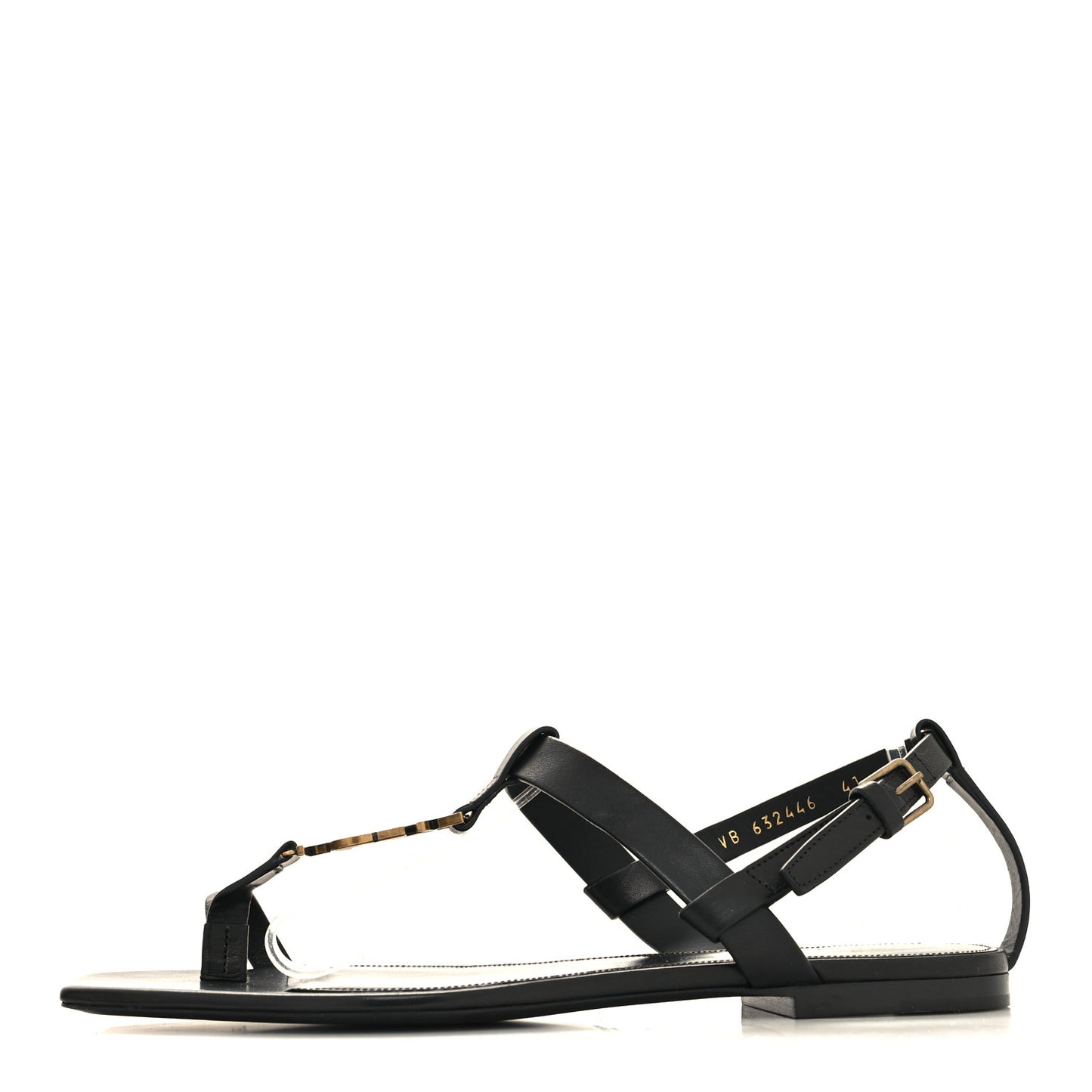 Patent Calfskin Cassandra Monogram Sandals 41 Black