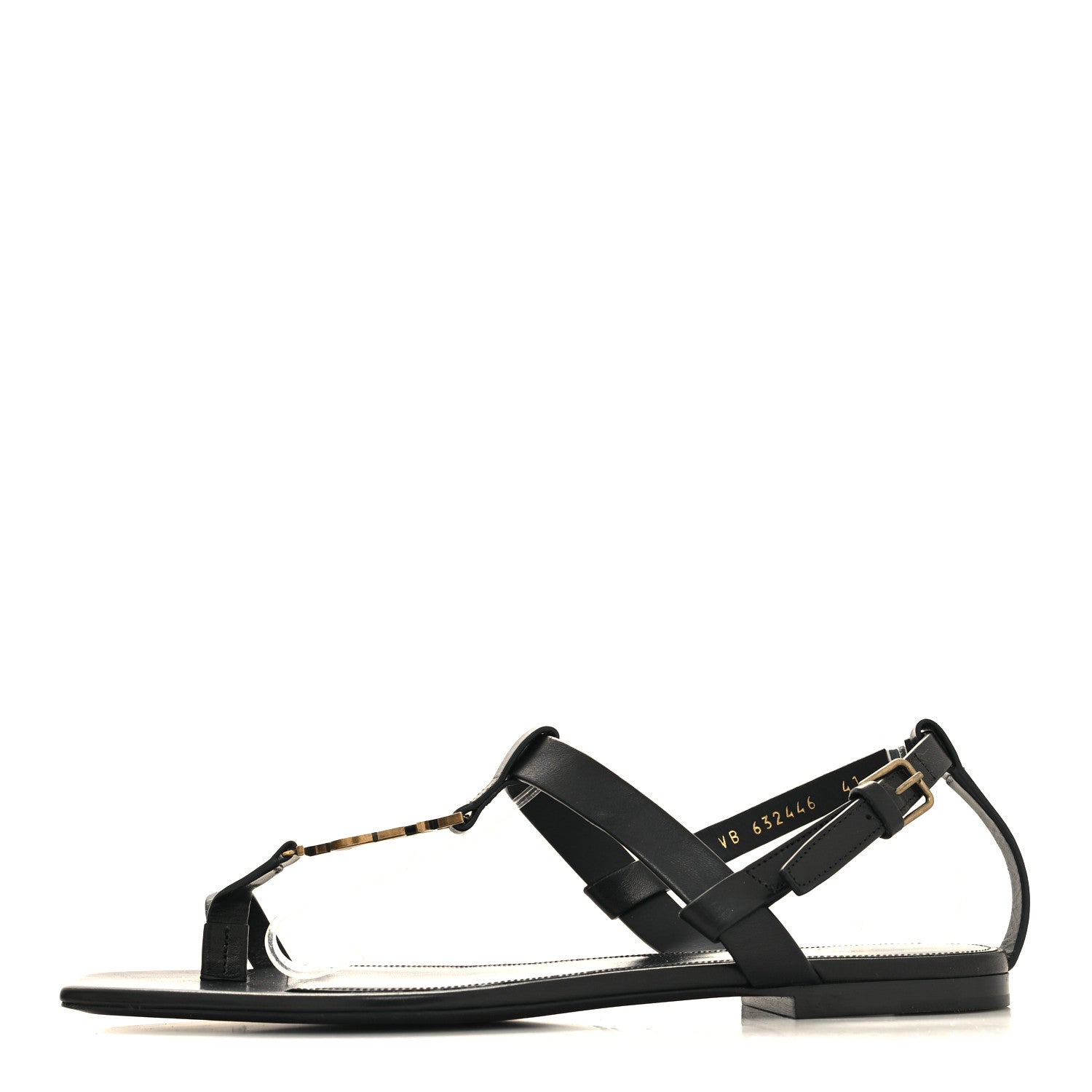 Saint Laurent Patent Calfskin Cassandra Monogram Sandals 41 Black 1 of 8