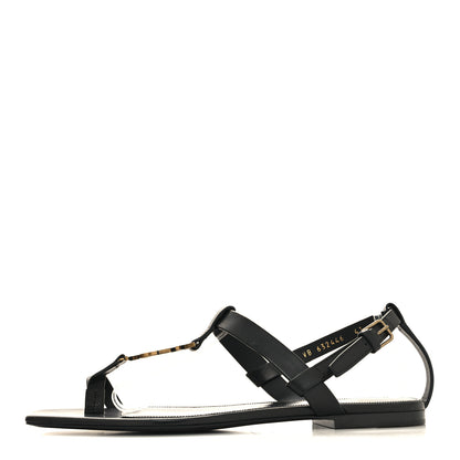 Saint Laurent Patent Calfskin Cassandra Monogram Sandals 41 Black 1 of 8