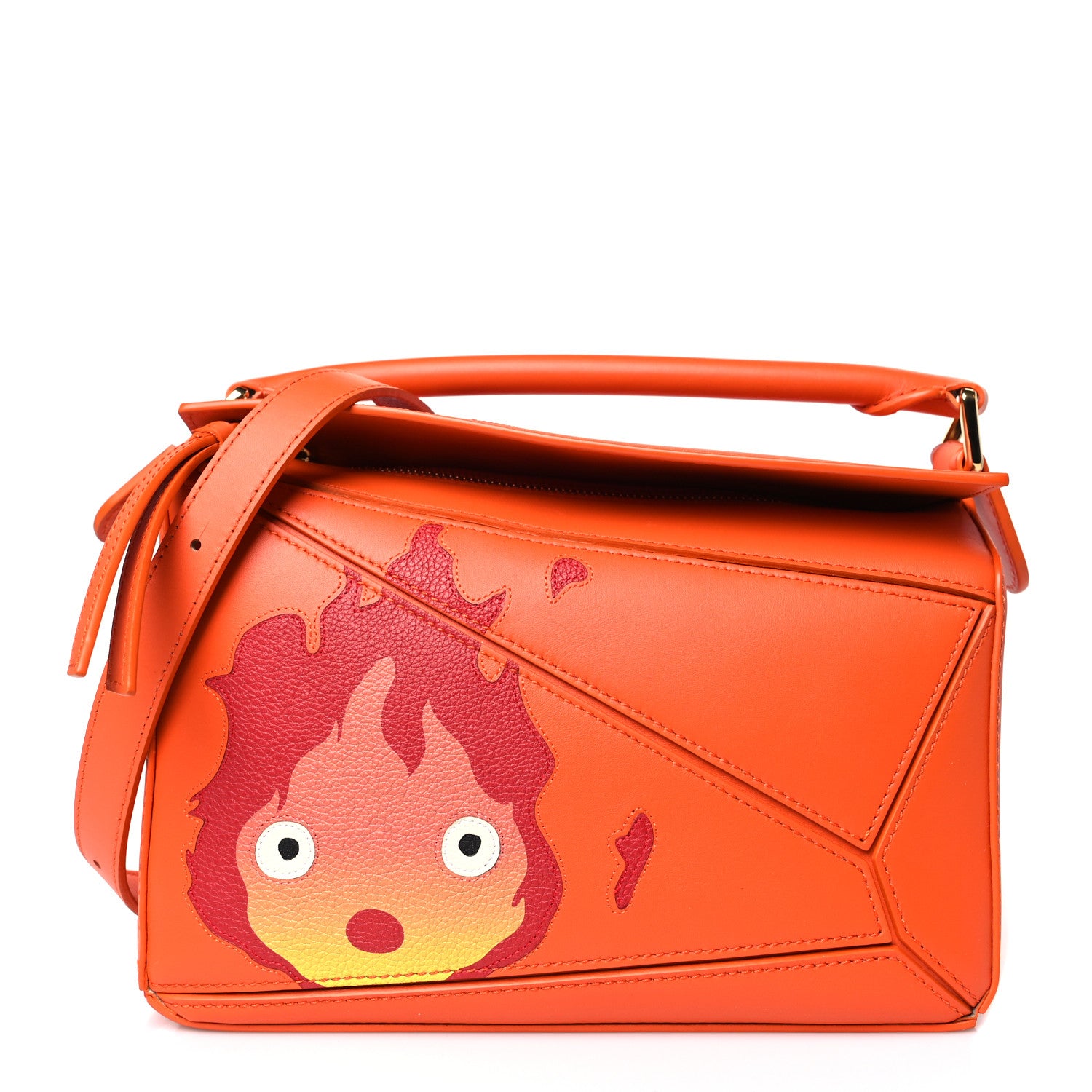 Loewe X HOWLS MOVING CASTLE Satin Calfskin Small Calcifer Puzzle Orange 1 of 8