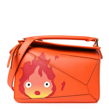 Loewe X HOWLS MOVING CASTLE Satin Calfskin Small Calcifer Puzzle Orange 1 of 8