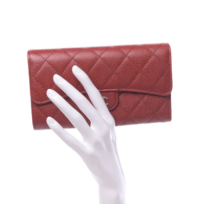 Chanel Caviar Quilted Long Flap Wallet Dark Red 2 of 9