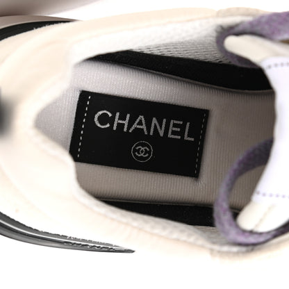 Chanel Nylon Calfskin Suede CC Womens Sneakers 40 White Light Grey Purple 6 of 8