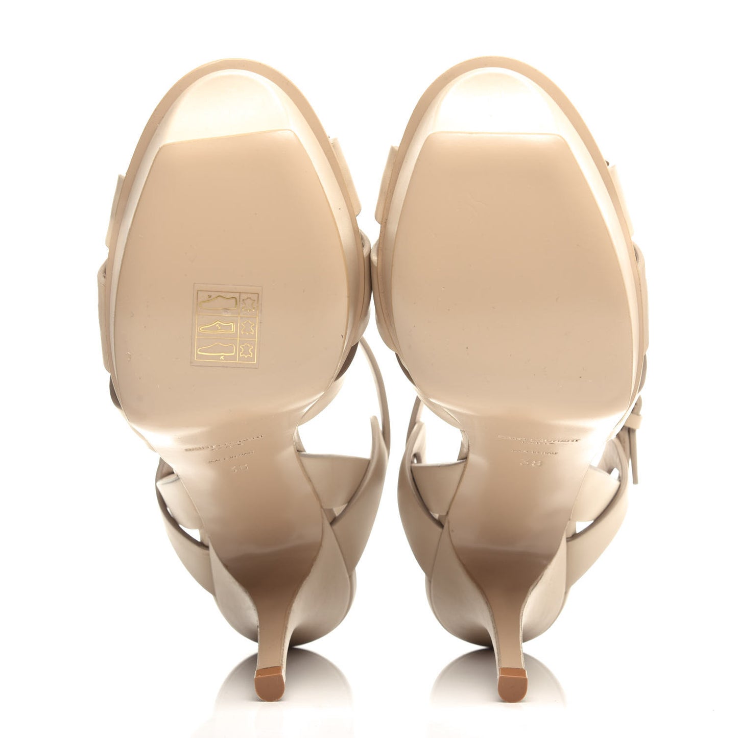 Calfskin Tribute 75 Platform Sandals 38 Nude Powder