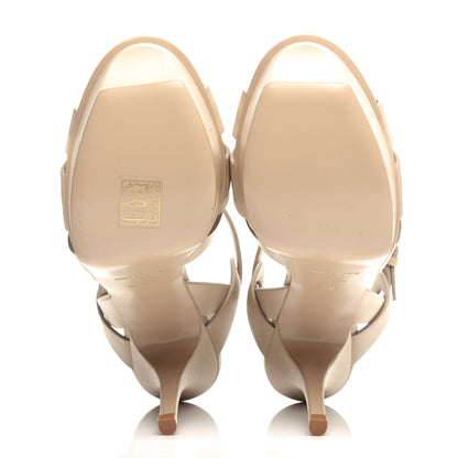 Saint Laurent Calfskin Tribute 75 Platform Sandals 38 Nude Powder 6 of 12