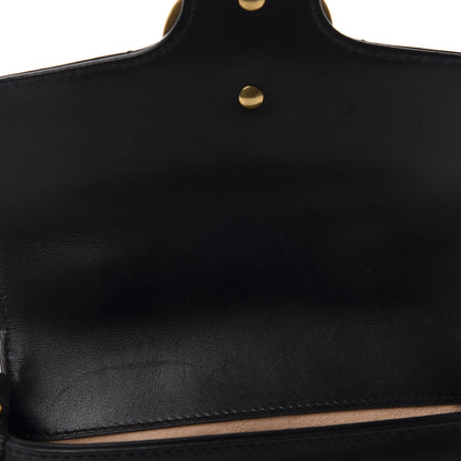 Gucci Calfskin Matelasse Mini GG Marmont Top Handle Shoulder Bag Black 11 of 13