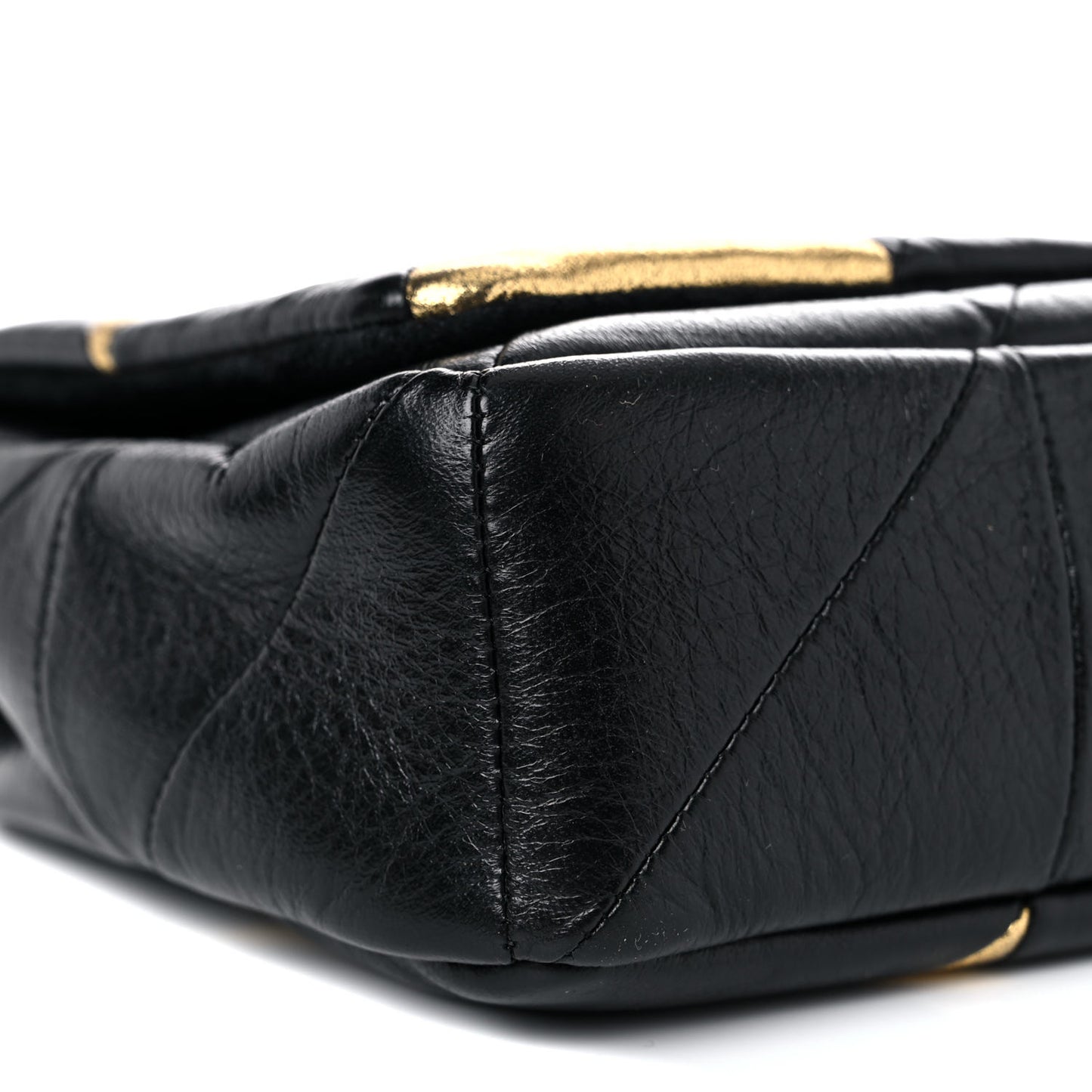 Metallic Lambskin Calfskin Patchwork Monogram Medium Jamie Black Gold