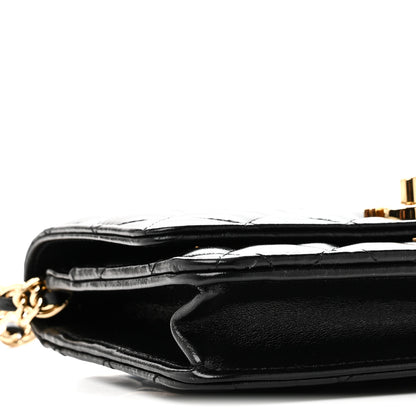 Chanel Shiny Lambskin Quilted Golden Links Wallet On Chain WOC Black 11 of 13