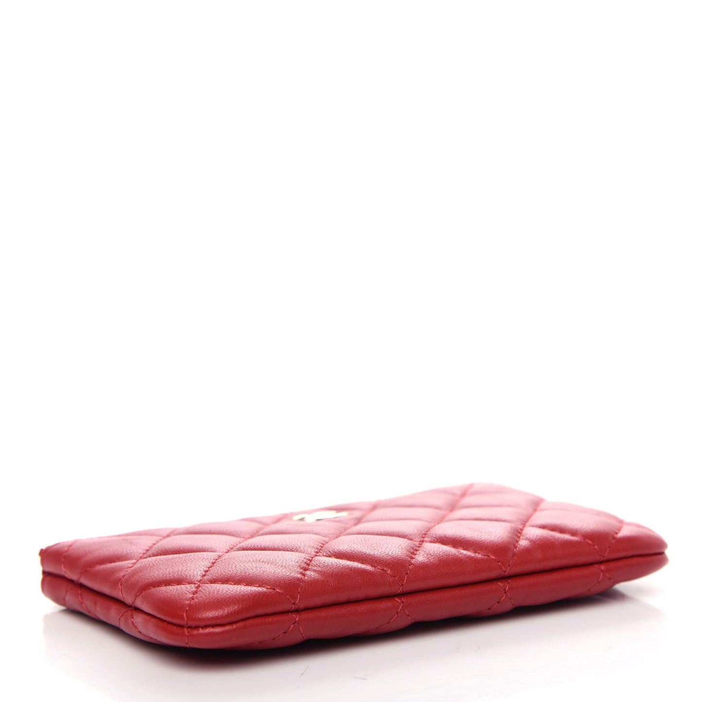Lambskin Quilted Small Cosmetic Case Red