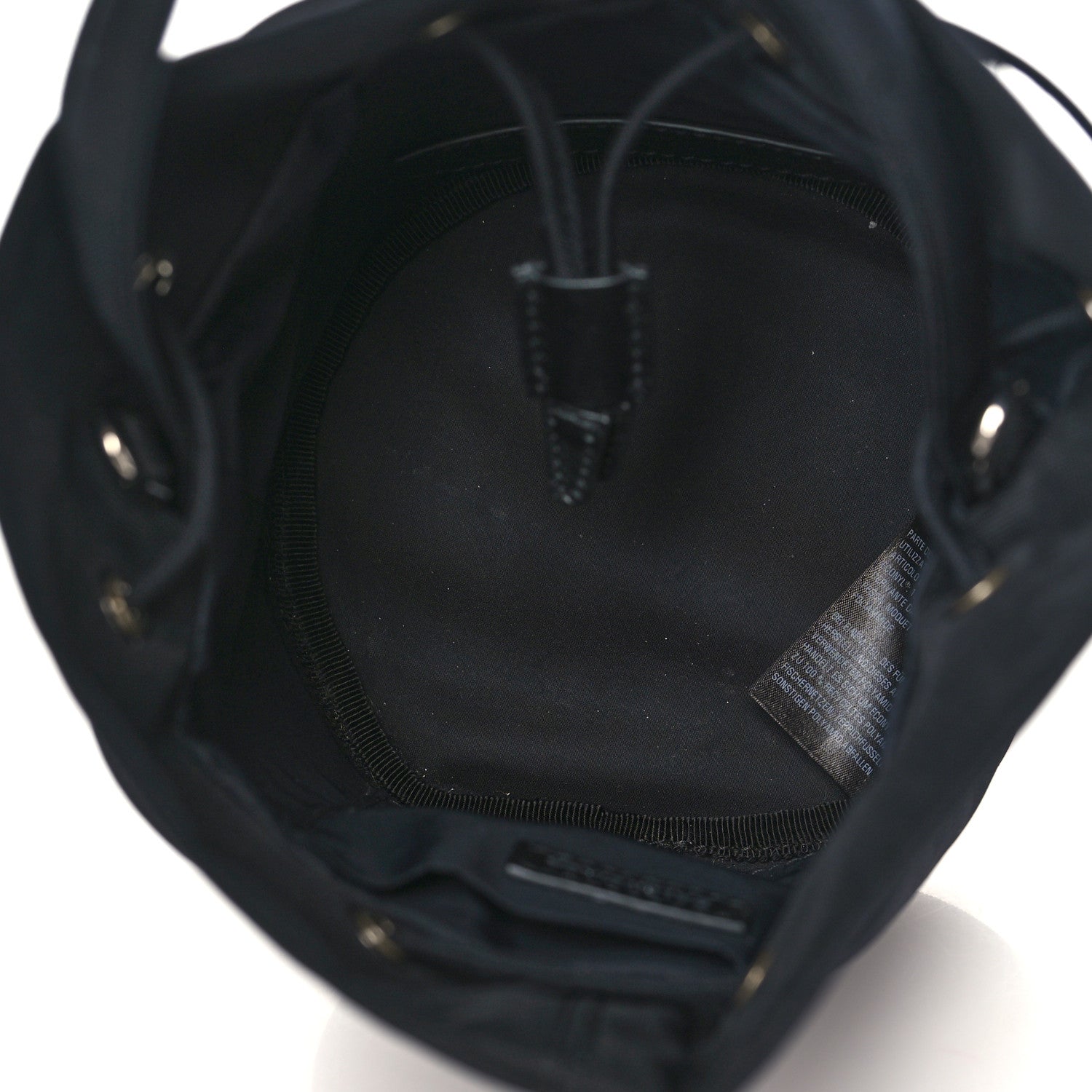 Balenciaga Recycled Sport Nylon Logo Embroidered Wheel Drawstring Bucket Bag Black White 5 of 8