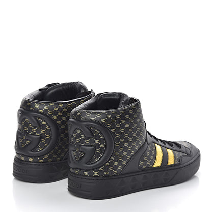 Gucci X DAPPER DAN Calfskin Laminated Ayers GG Micro Monogram Womens High Top Sneakers 38 Black 4 of 11