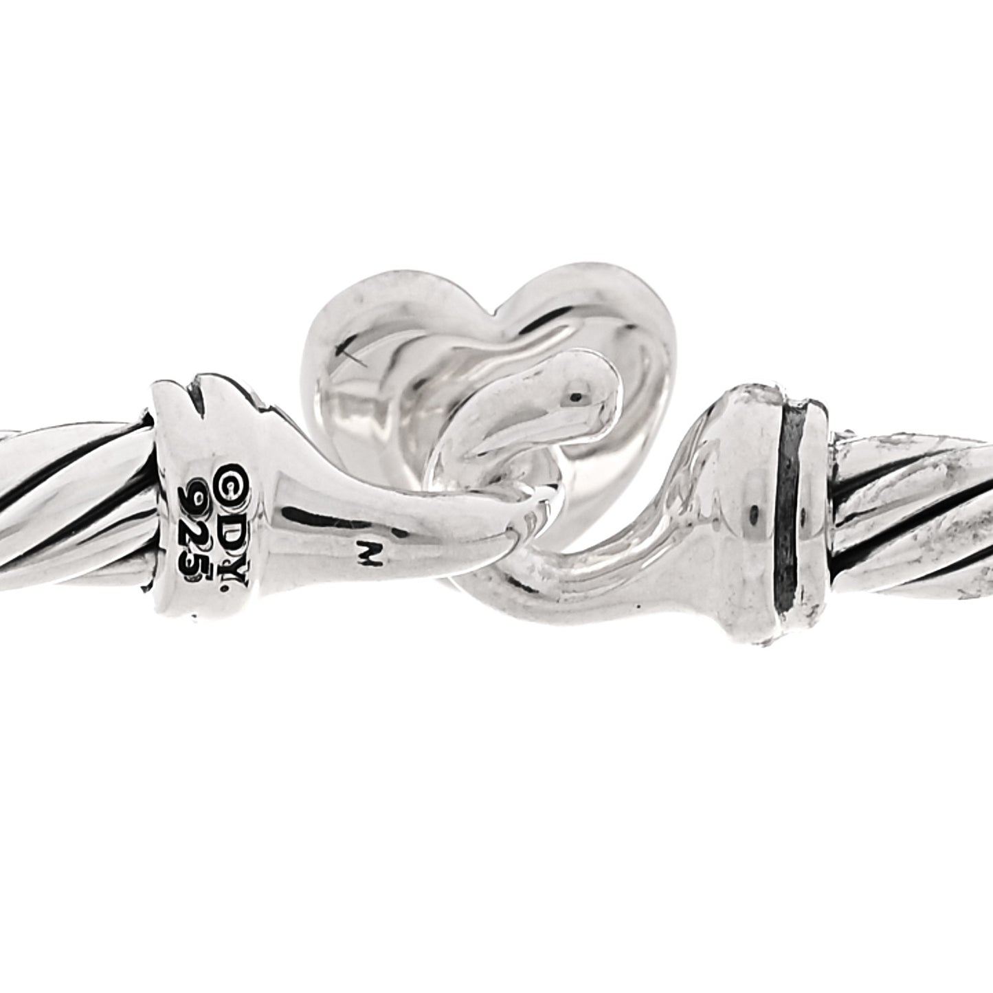 Sterling Silver Diamond Cable Collectibles Heart Bracelet
