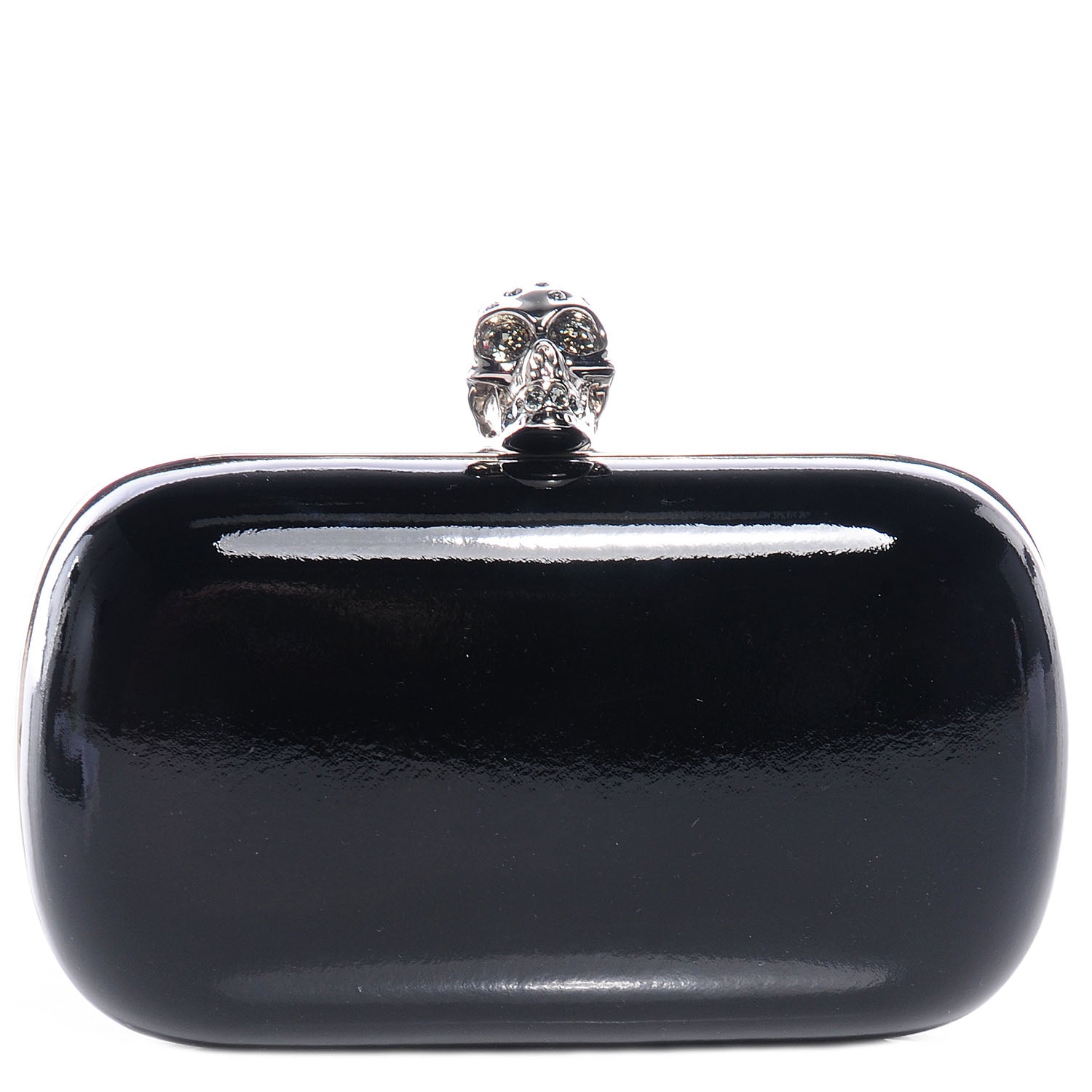 Alexander McQueen Patent Skull Box Clutch Black 1 of 9