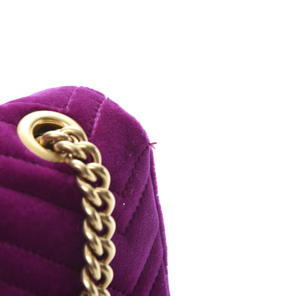 Gucci Velvet Matelasse Loved Embroidered Medium GG Marmont Shoulder Bag Fuchsia Violet Cyclamen 12 of 12