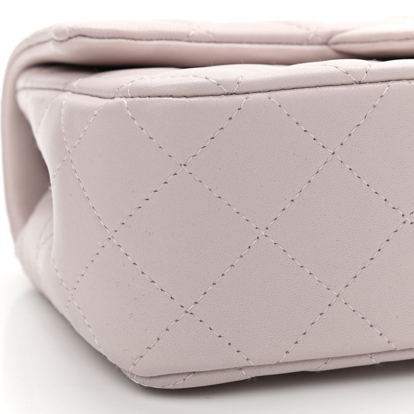 Lambskin Quilted Mini Rectangular Flap Light Purple