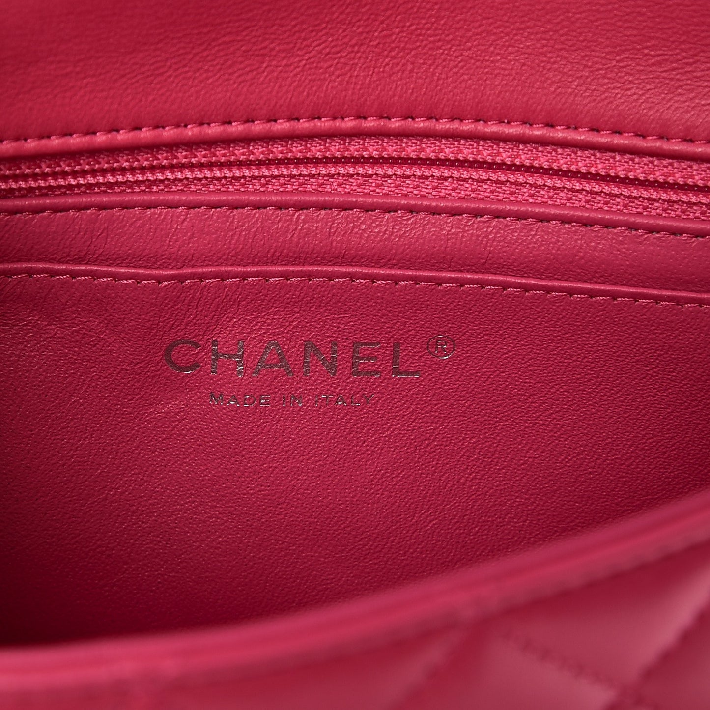 Lambskin Quilted Mini Rectangular Flap Fuchsia