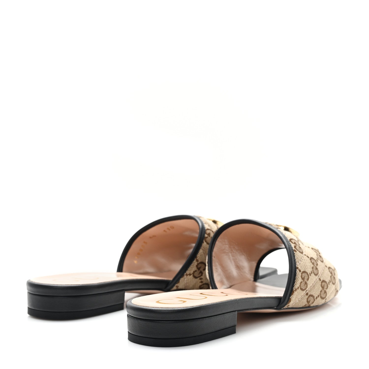 Gucci Monogram Matelasse Diagonal GG Marmont Flat Slide Sandals 40 Beige Ebony Black 5 of 10