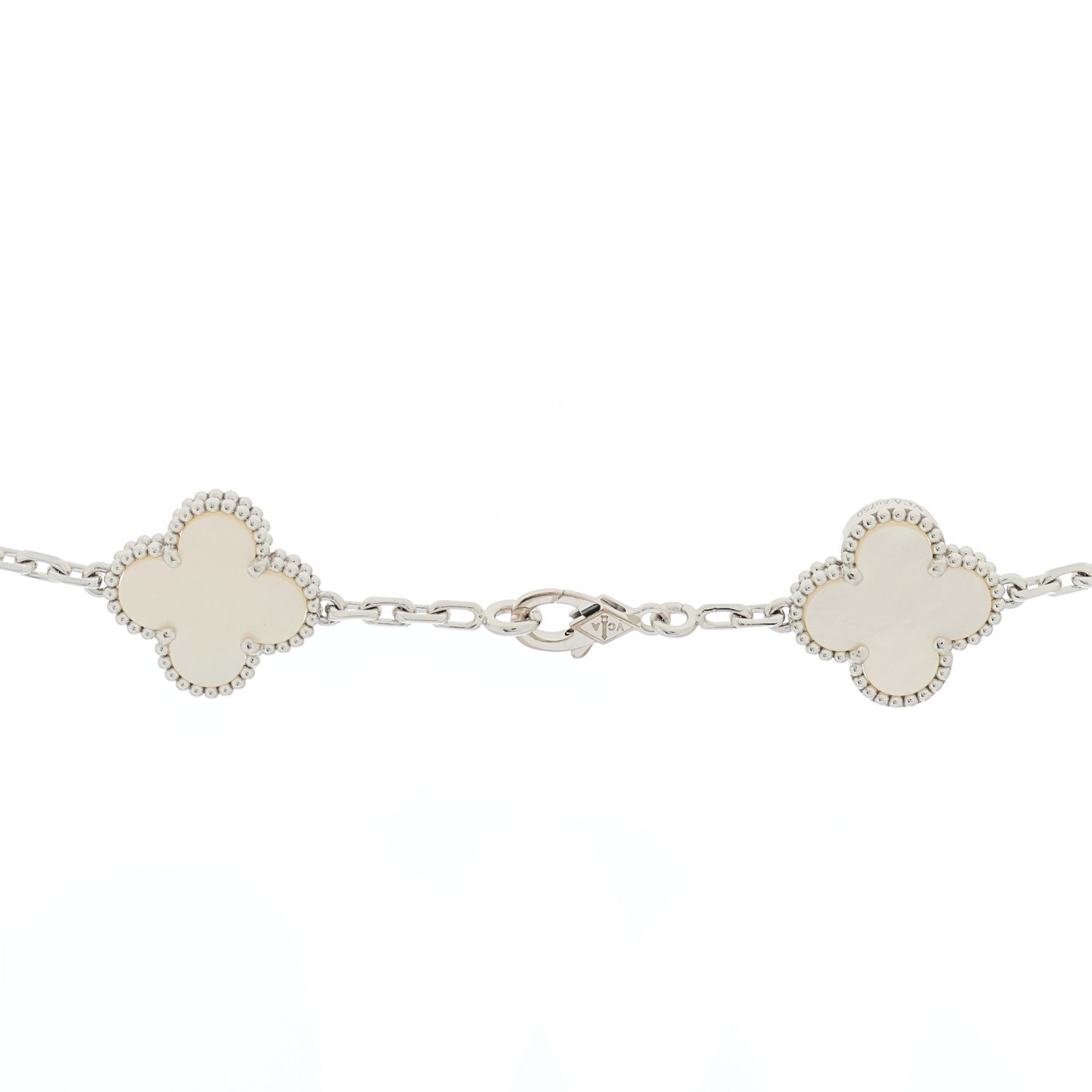 Van Cleef & Arpels 18K White Gold Mother of Pearl 10 Motifs Vintage Alhambra Necklace 4 of 9