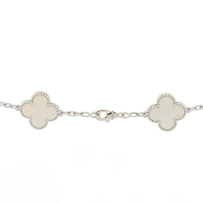 Van Cleef & Arpels 18K White Gold Mother of Pearl 10 Motifs Vintage Alhambra Necklace 4 of 9