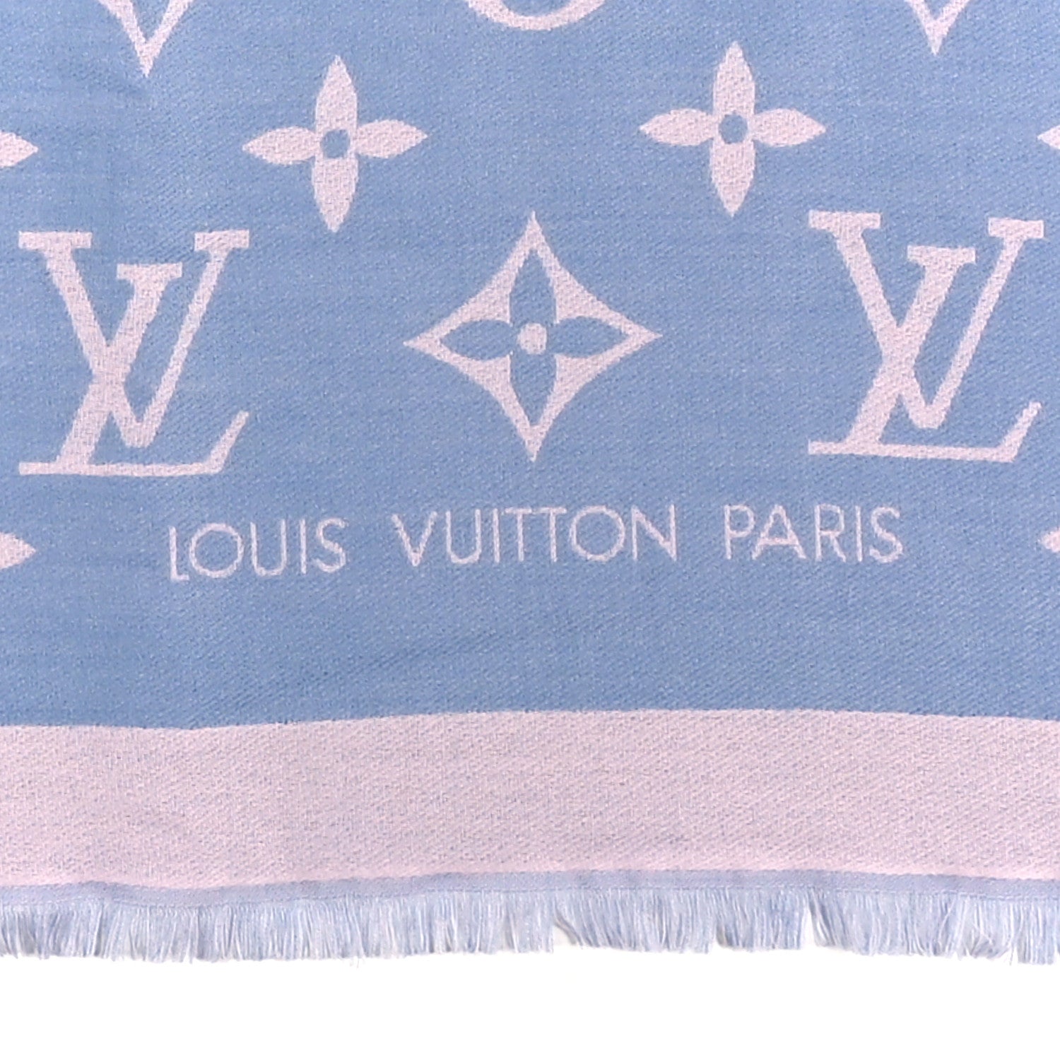 Louis Vuitton Silk Wool Monogram Miss LV Stole Blue Clair 3 of 4