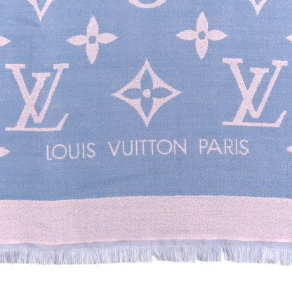Louis Vuitton Silk Wool Monogram Miss LV Stole Blue Clair 3 of 4
