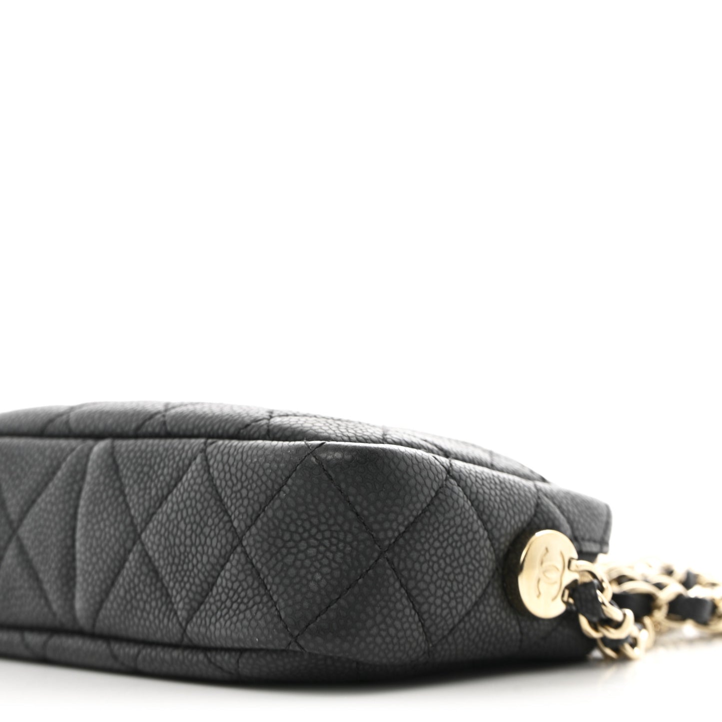 Iridescent Caviar Quilted Mini Coco Tassel Camera Case Black