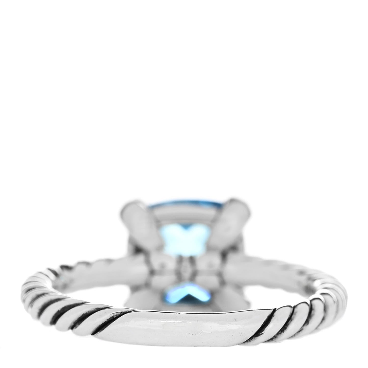 David Yurman Sterling Silver Diamond Blue Topaz 8mm Chatelaine Ring 49 5 4 of 5