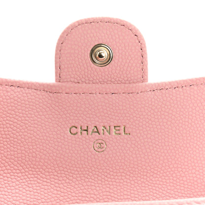 Chanel Caviar Flat Chevron Quilted Flap Card Holder Pink 6 of 10