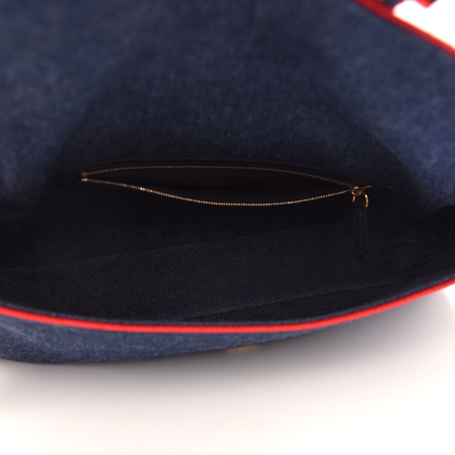 Fendi Denim Large Baguette Blue Rosso 5 of 8