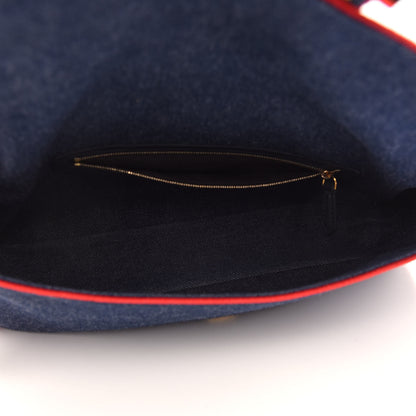 Fendi Denim Large Baguette Blue Rosso 5 of 8