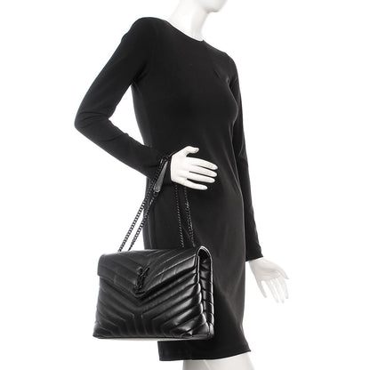 Saint Laurent Calfskin Y Quilted Monogram Medium Loulou Chain Satchel Black 2 of 7