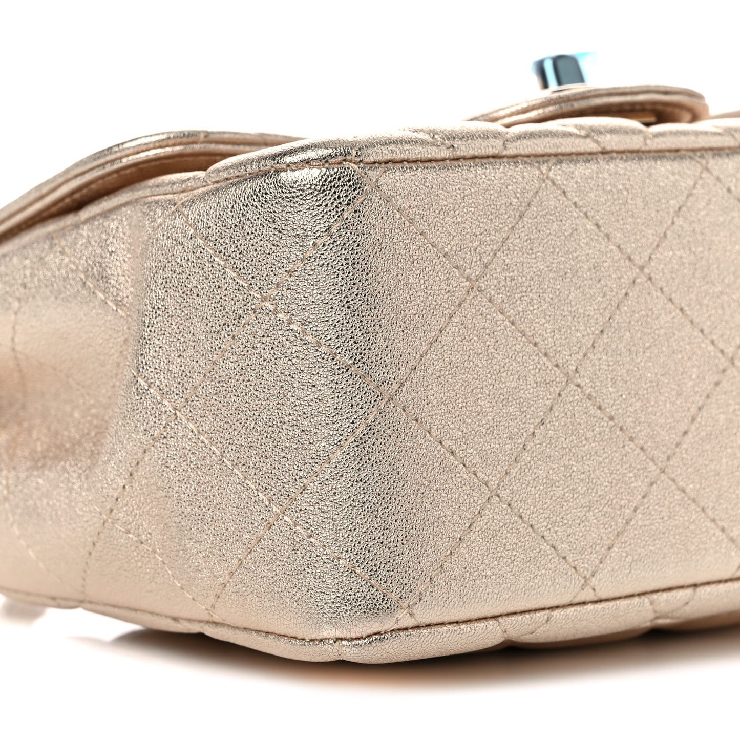 Metallic Lambskin Quilted Mini Square Flap Gold