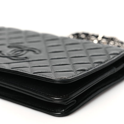 Chanel Goatskin Quilted Diamond CC Wallet On Chain WOC Black 11 of 12