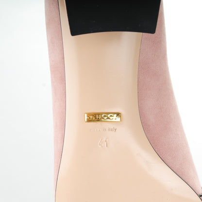 Gucci Kid Scamosciato GG Marmont Fringe 50mm Loafer Pumps 41 Crystal Pink 6 of 7