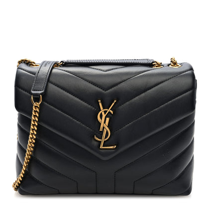 Saint Laurent Calfskin Y Quilted Monogram Small Loulou Chain Satchel Black 1 of 9