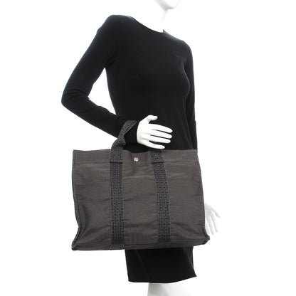 Hermes Canvas Herline MM Tote Grey 2 of 10